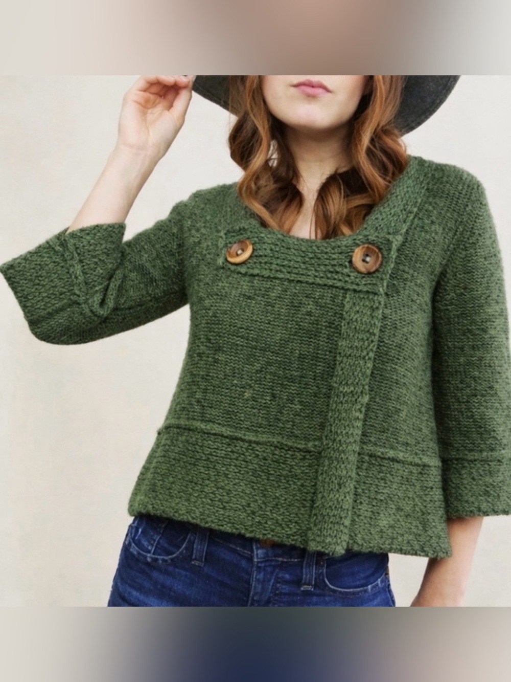 Free People Olive Green Knit Button-Front Cardigan